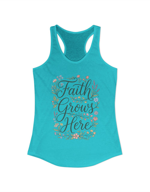 Load image into Gallery viewer, Faith Grows Here Women's Christian Tank Top – Inspirational Faith Shirt – Summer Christian Apparel
