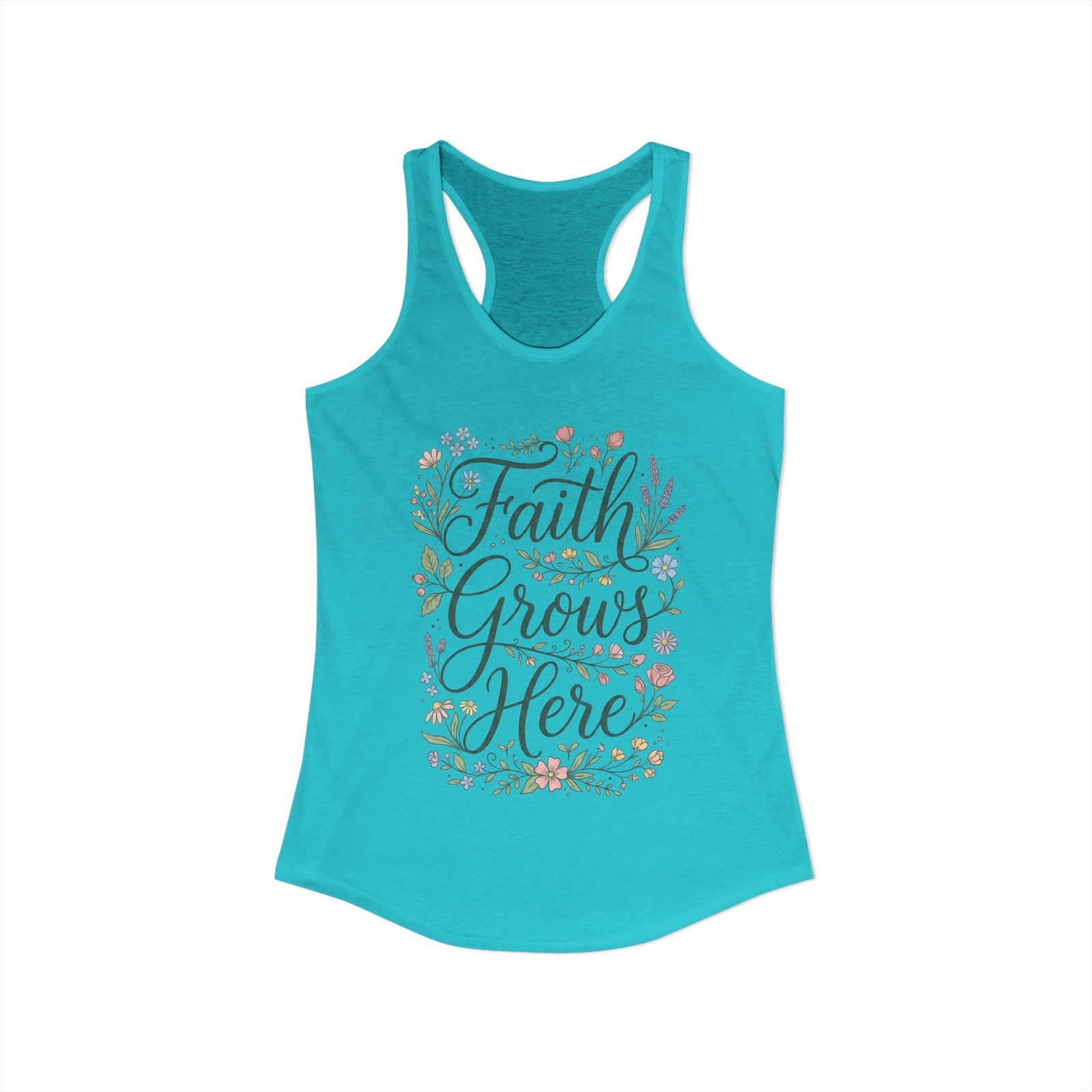 Faith Grows Here Women's Christian Tank Top – Inspirational Faith Shirt – Summer Christian Apparel