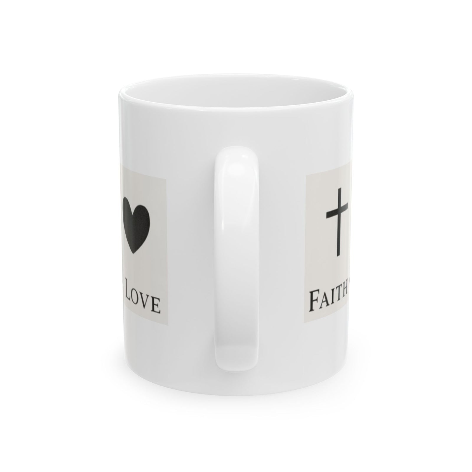 Faith Hope Love Ceramic Mug — Inspirational Cross & Anchor Coffee Cup 11 oz & 15 oz