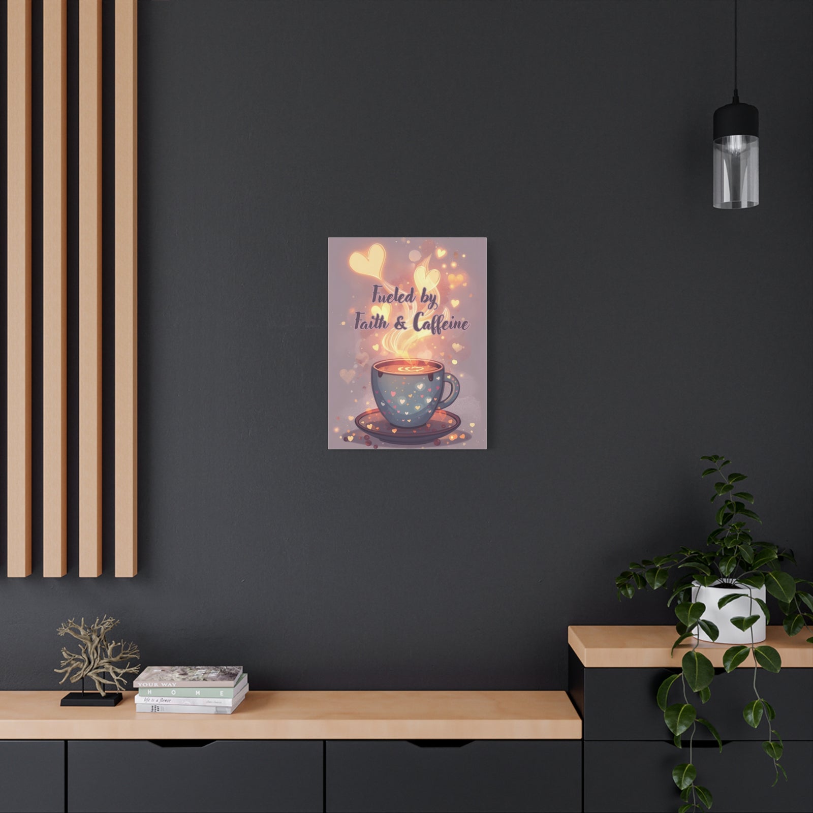 Canvas Wall Art "Fueled by Faith & Caffeine" — Coffee Lover Inspirational Home - Coffee Shop Decor
