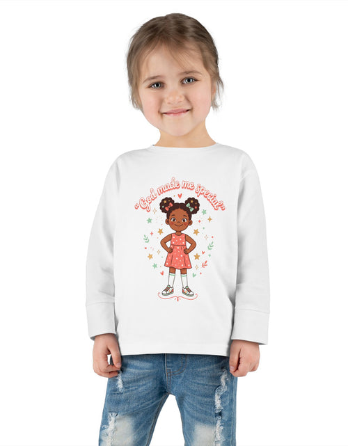 Load image into Gallery viewer, God Made Me Special Girls Long Sleeve Shirt | Christian Toddler Girl Shirt | Faith-Based Kids Clothes | Cute Religious Gift for Girls
