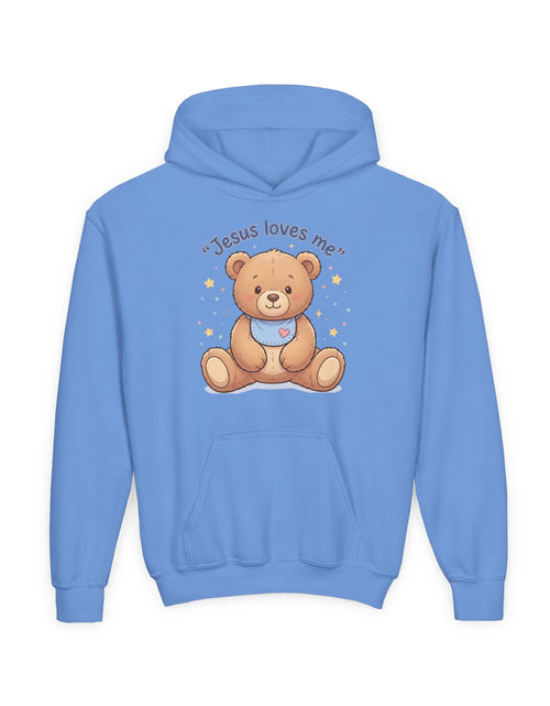 Load image into Gallery viewer, Jesus Loves Me Teddy Bear Kids Hoodie | Christian Youth Sweatshirt | Cute Faith-Based Kids Clothes | Gift for Boys &amp; Girls
