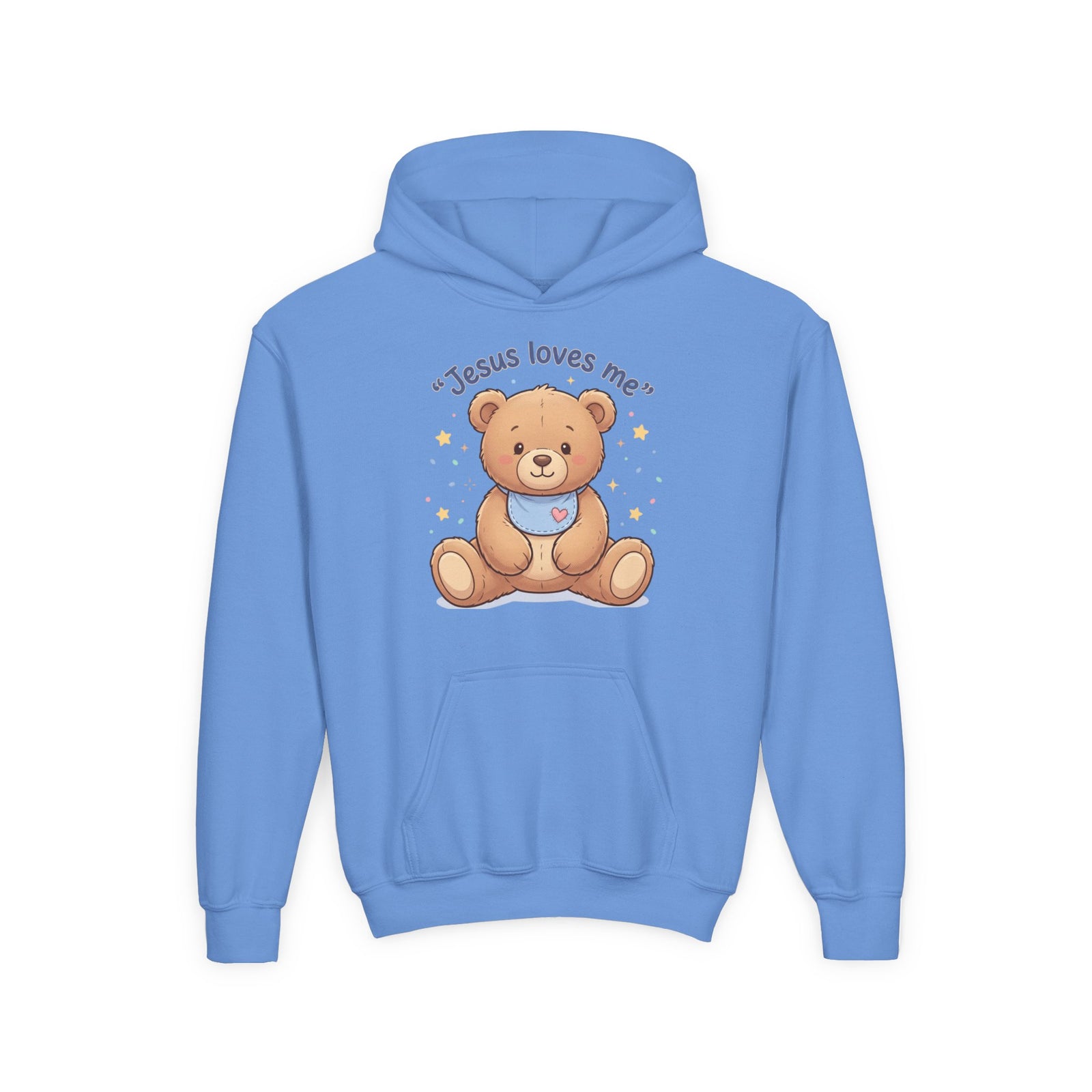 Jesus Loves Me Teddy Bear Kids Hoodie | Christian Youth Sweatshirt | Cute Faith-Based Kids Clothes | Gift for Boys & Girls