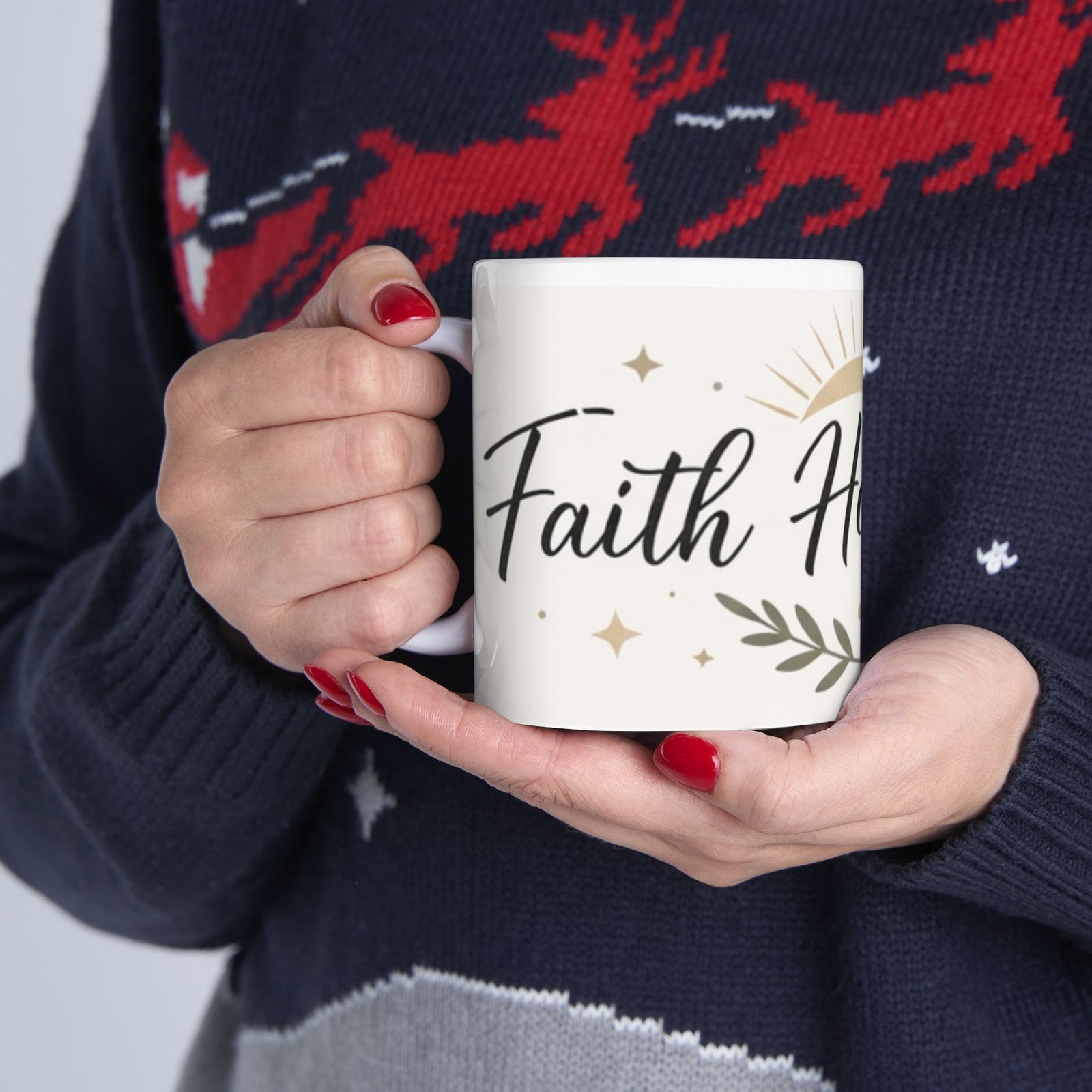 Faith Hope & Love Ceramic Mug — Inspirational Coffee Lover Cup 11 oz & 15 oz