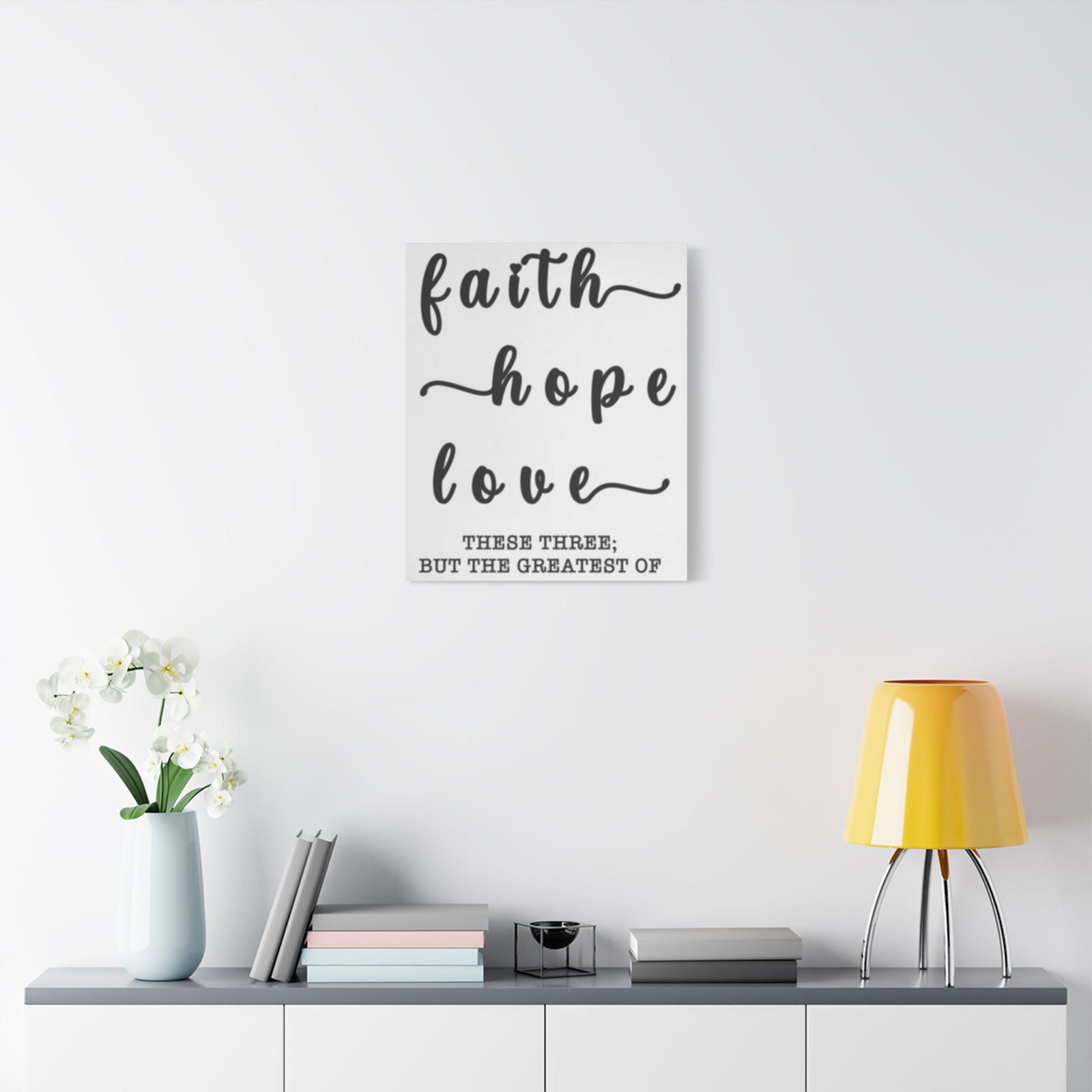 Faith Hope Love Matte Stretched Canvas Wall Art — Inspirational Scripture Quote