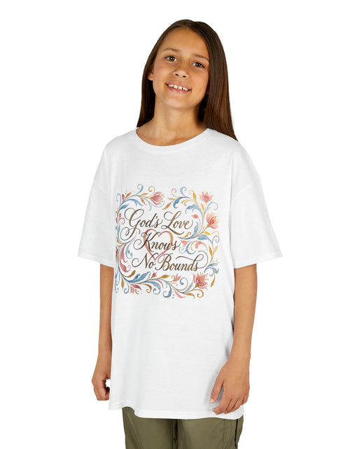 Load image into Gallery viewer, Kids Tee — "God's Love Knows No Bounds" Floral Shirt
