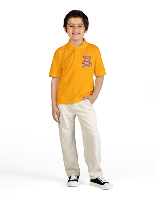 Load image into Gallery viewer, Jesus Loves Me Teddy Bear Kids Polo Shirt | Christian Toddler Polo | Cute Faith-Based Kids Clothes | Dressy Church Outfit
