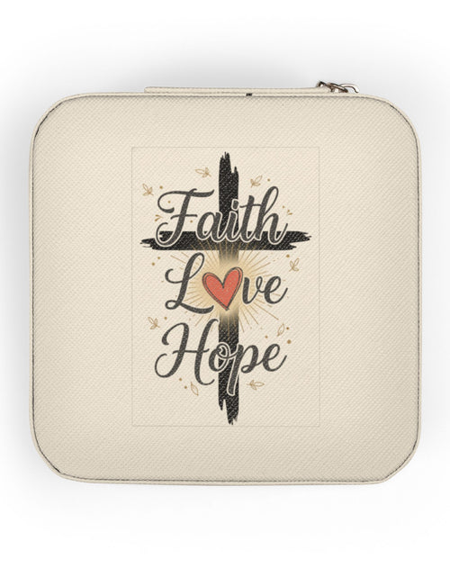 Load image into Gallery viewer, Faith Jewelry Travel Case – Cute Compact Organizer with 'Faith Love Hope' Design For Women and girls
