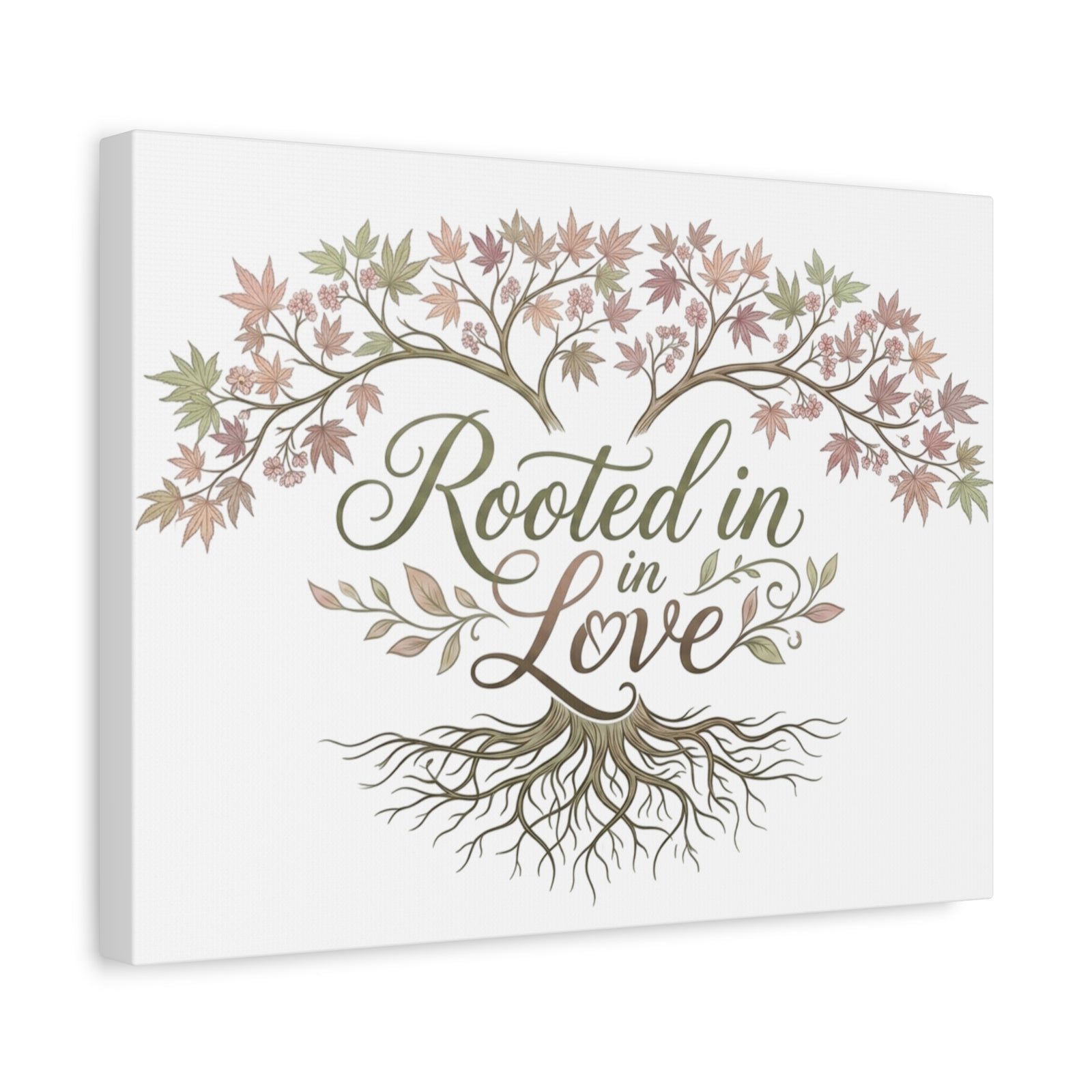 Rooted in Love Tree Canvas Wall Art — Inspirational Family Quote Home Decor