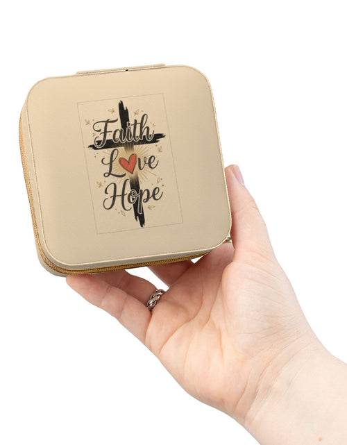 Load image into Gallery viewer, Faith Jewelry Travel Case – Cute Compact Organizer with 'Faith Love Hope' Design For Women and girls
