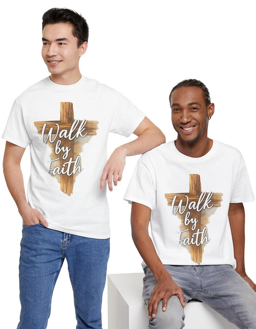 Load image into Gallery viewer, Walk By Faith Tee — Christian Cross Faith Men's T‑Shirt
