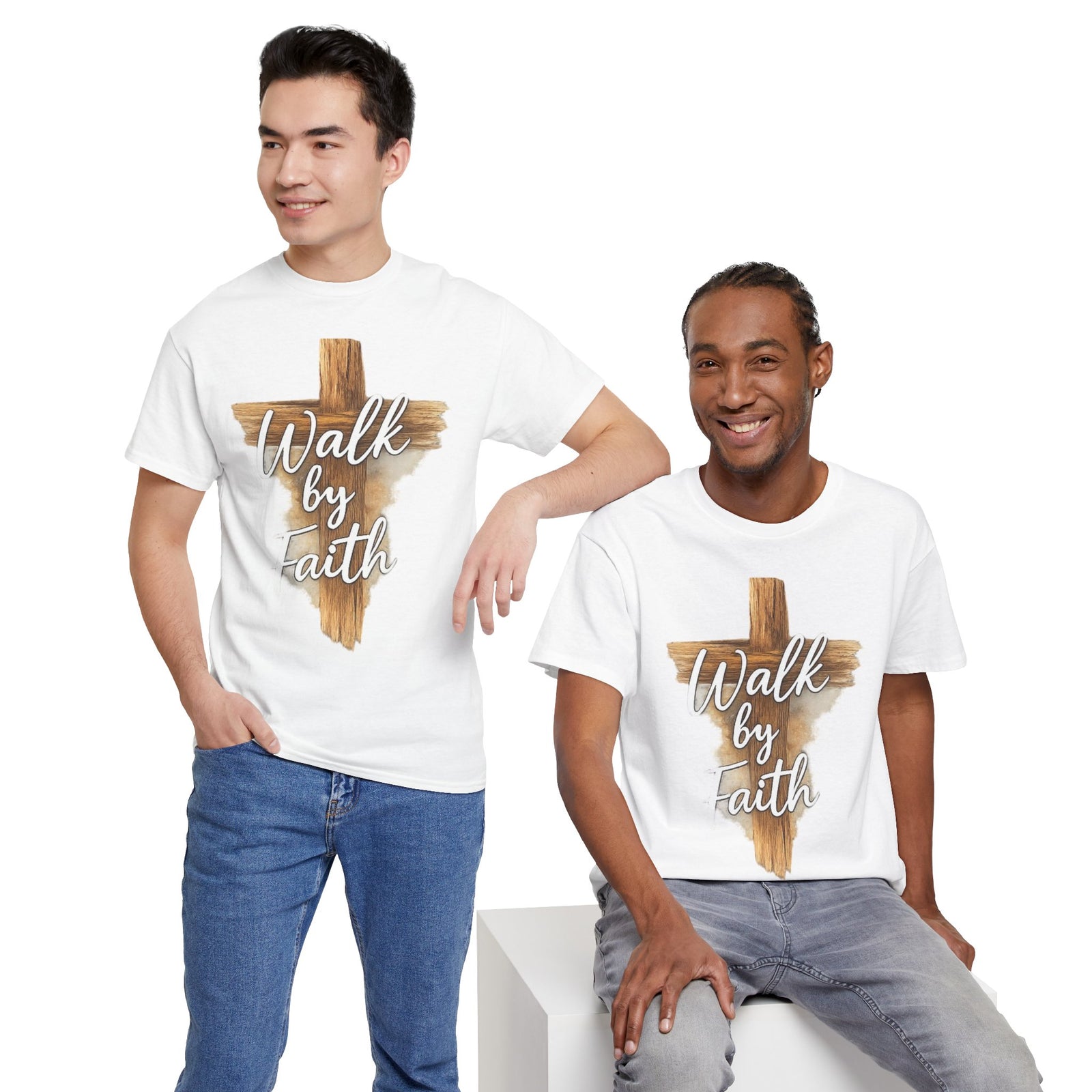 Walk By Faith Tee — Christian Cross Faith Men's T‑Shirt