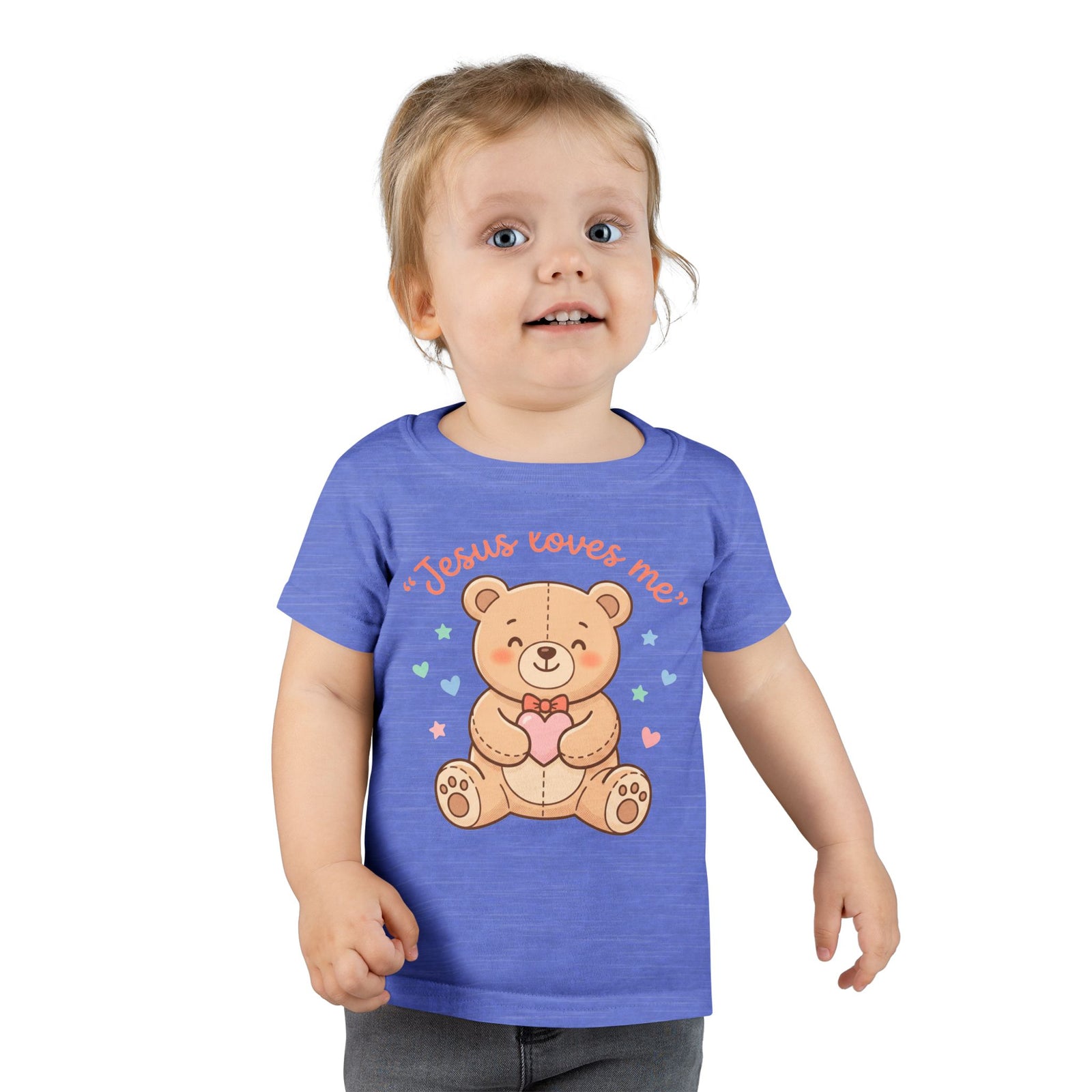 Toddler T-Shirt — Cute “Jesus Loves Me” Teddy Bear Christian Kids Tee