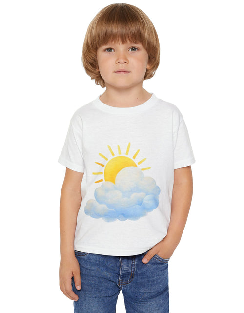 Load image into Gallery viewer, Sunny Cloud Toddler T‑Shirt — Cute Sun &amp; Cloud Graphic Tee for Kids
