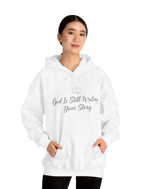 Load image into Gallery viewer, Faith Hoodie — "God Is Still Writing Your Story" Inspirational Christian Sweatshirt
