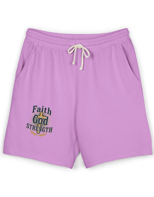 Load image into Gallery viewer, Faith God Strength Fleece Sweat Shorts — Lightweight Religious Lounge Shorts
