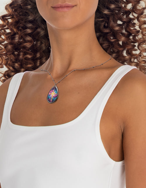Load image into Gallery viewer, Christian Cross Necklace — Elegant Minimalist Jewelry Oval Pendant Cross Galaxy Necklace
