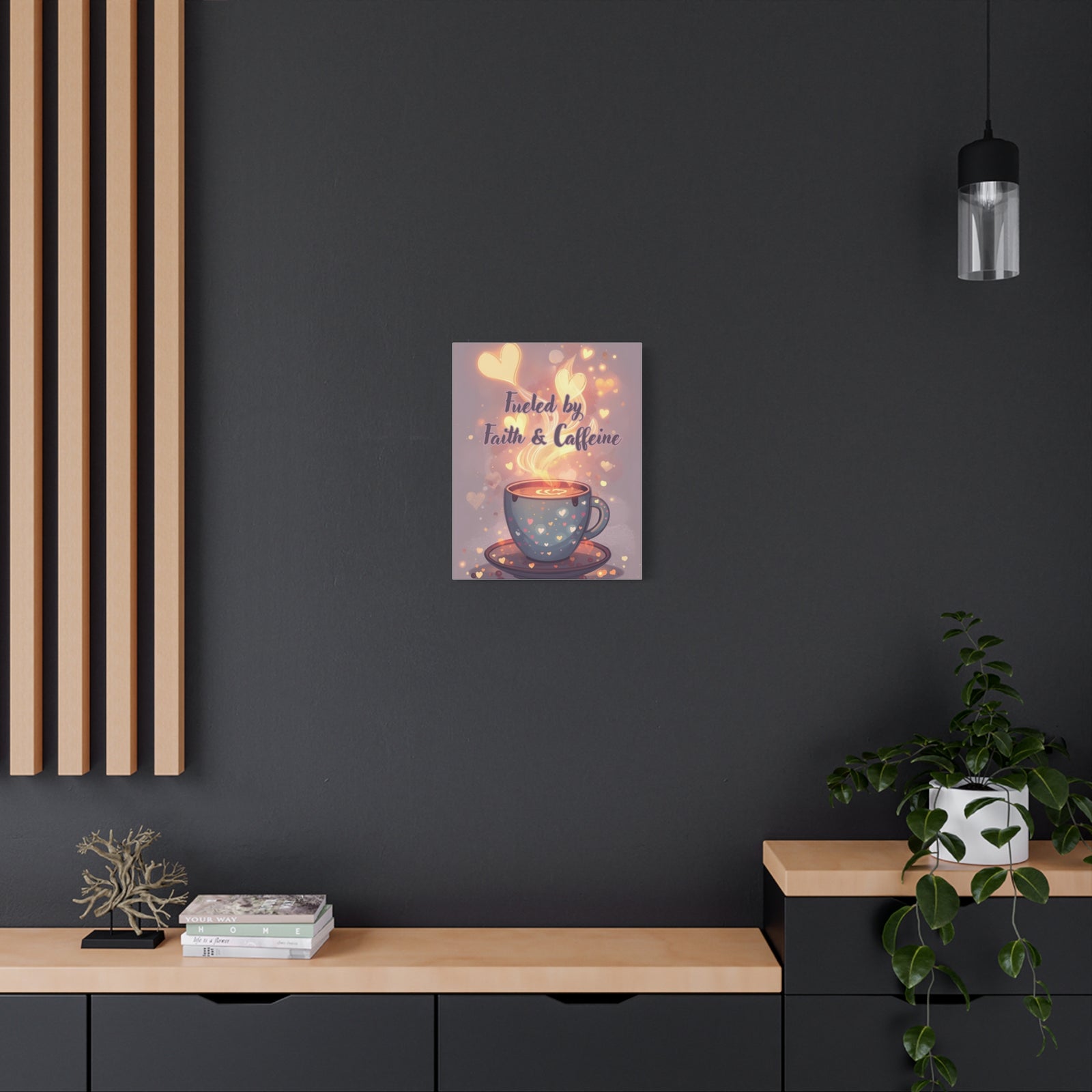 Canvas Wall Art "Fueled by Faith & Caffeine" — Coffee Lover Inspirational Home - Coffee Shop Decor