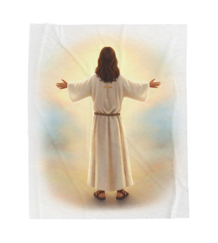 Jesus Hugs Velveteen Plush Blanket — Comfort Throw Blanket (Faith, Warmth & Love)