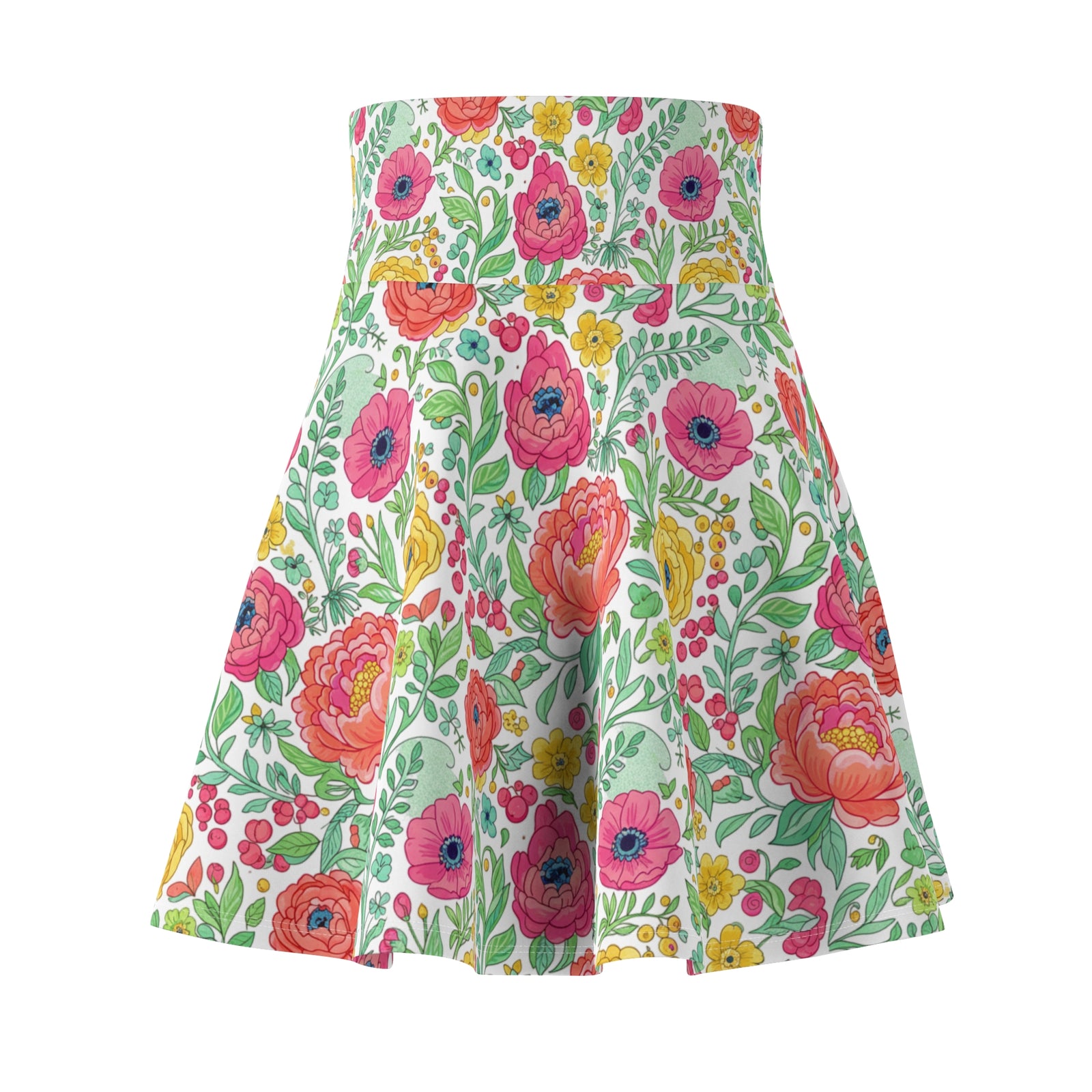 Floral Watercolor Skater Skirt for Women | Soft Spring Summer Skirt | Feminine Boho Garden Party Outfit | Cute Flowy Skirt