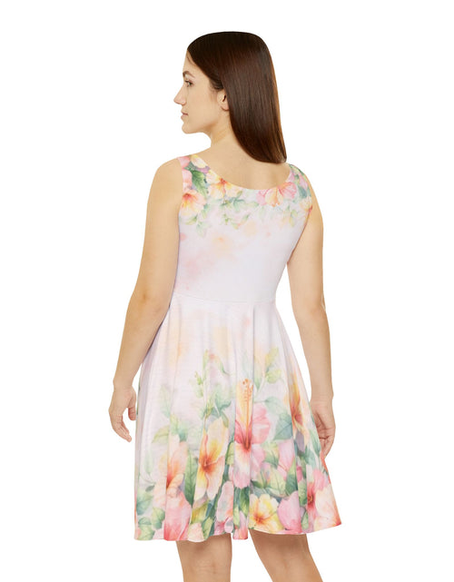 Load image into Gallery viewer, Pastel Floral Skater Dress, Women’s Soft Spring Summer Sundress, Romantic Garden Party Dress, Light Feminine Aesthetic Outfit, Elegant Casual Dress
