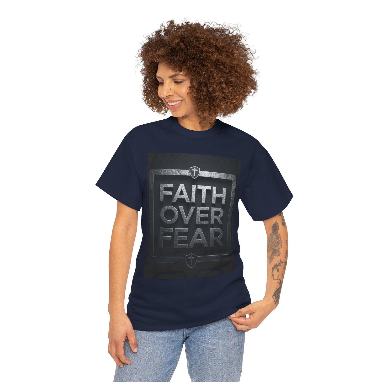 Faith Over Fear T-Shirt — Inspirational Christian Tee with Bold Typography For Men & Women