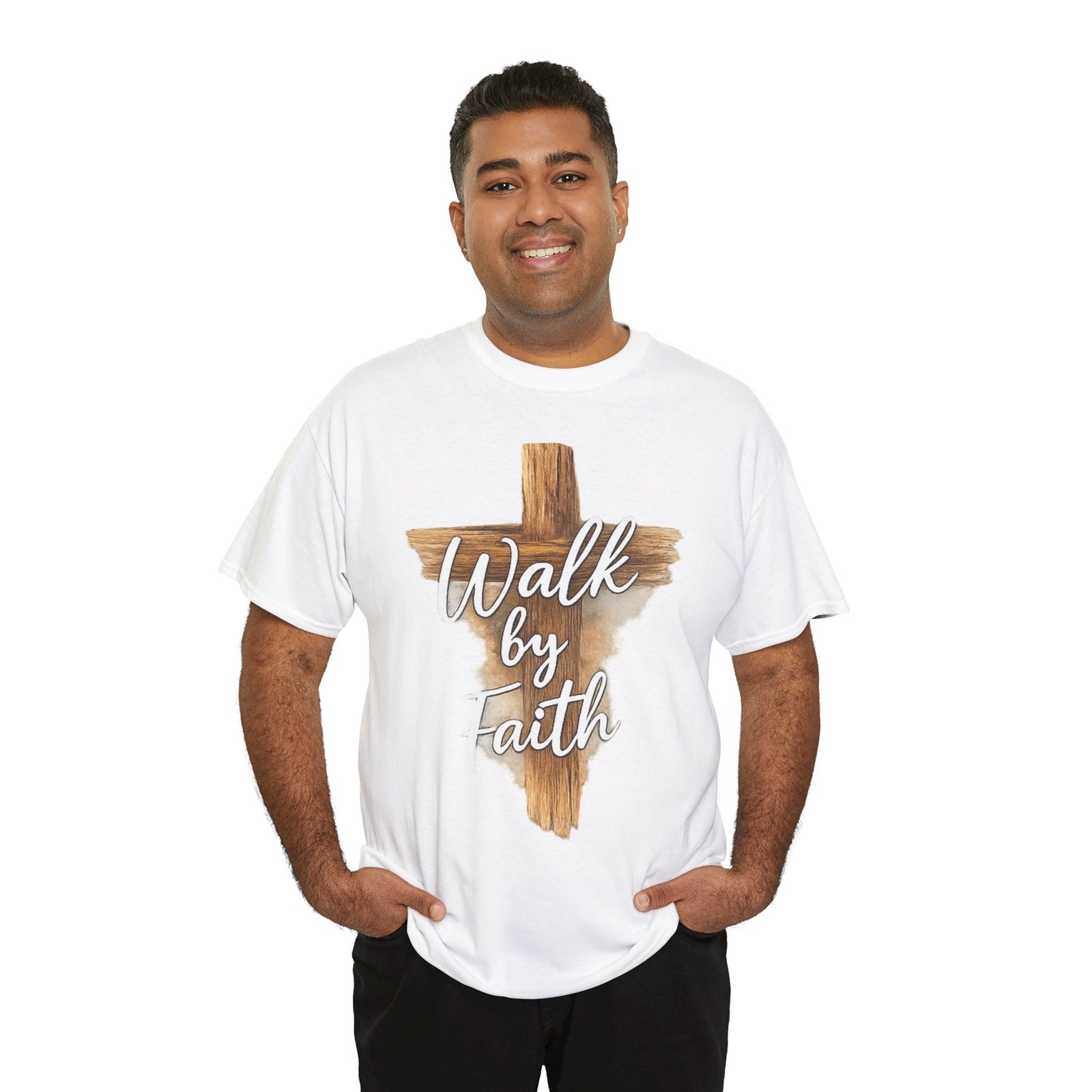 Walk By Faith Tee — Christian Cross Faith Men's T‑Shirt