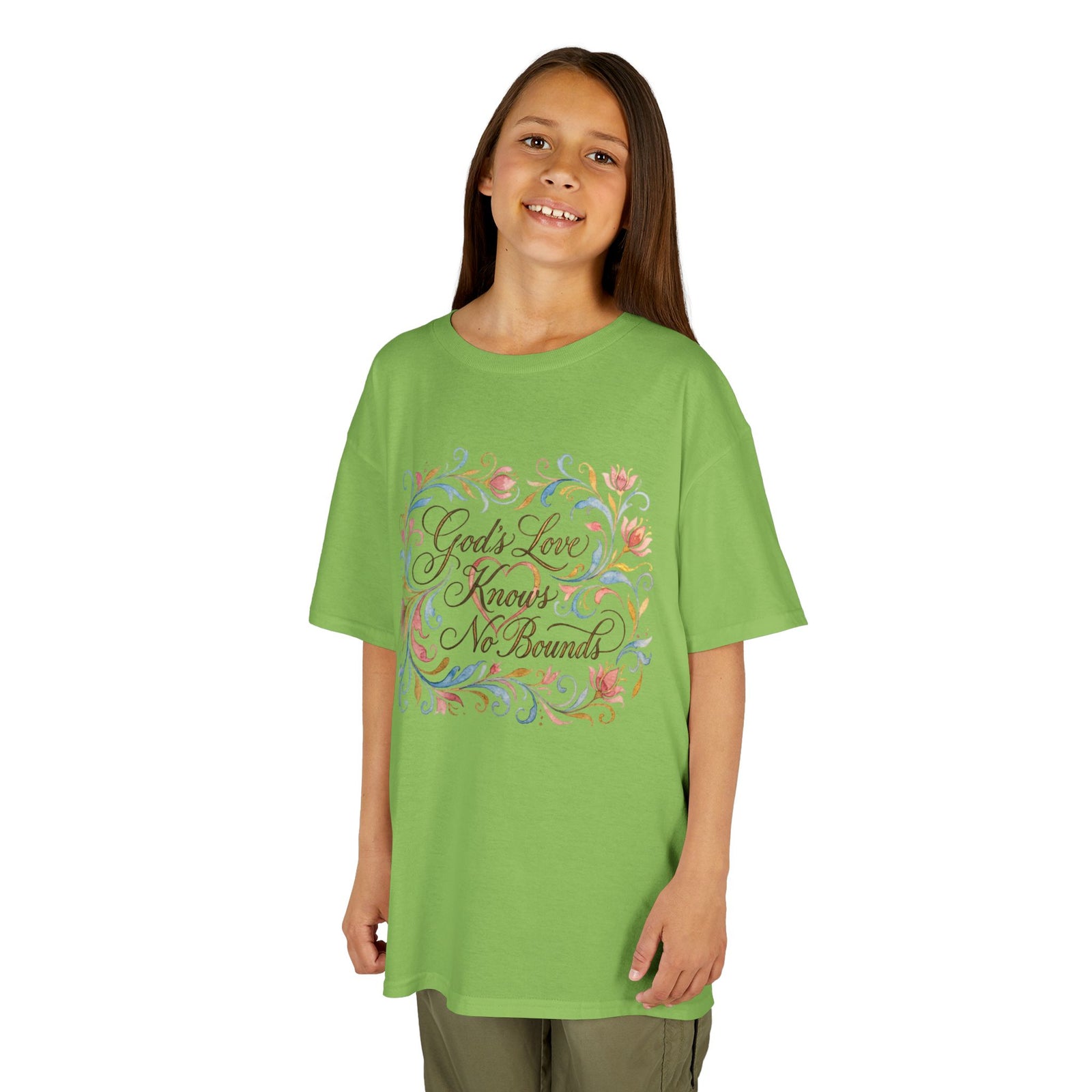 Kids Tee — "God's Love Knows No Bounds" Floral Shirt