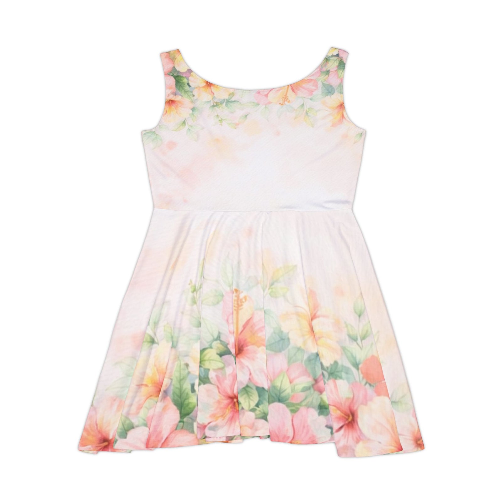 Pastel Floral Skater Dress, Women’s Soft Spring Summer Sundress, Romantic Garden Party Dress, Light Feminine Aesthetic Outfit, Elegant Casual Dress