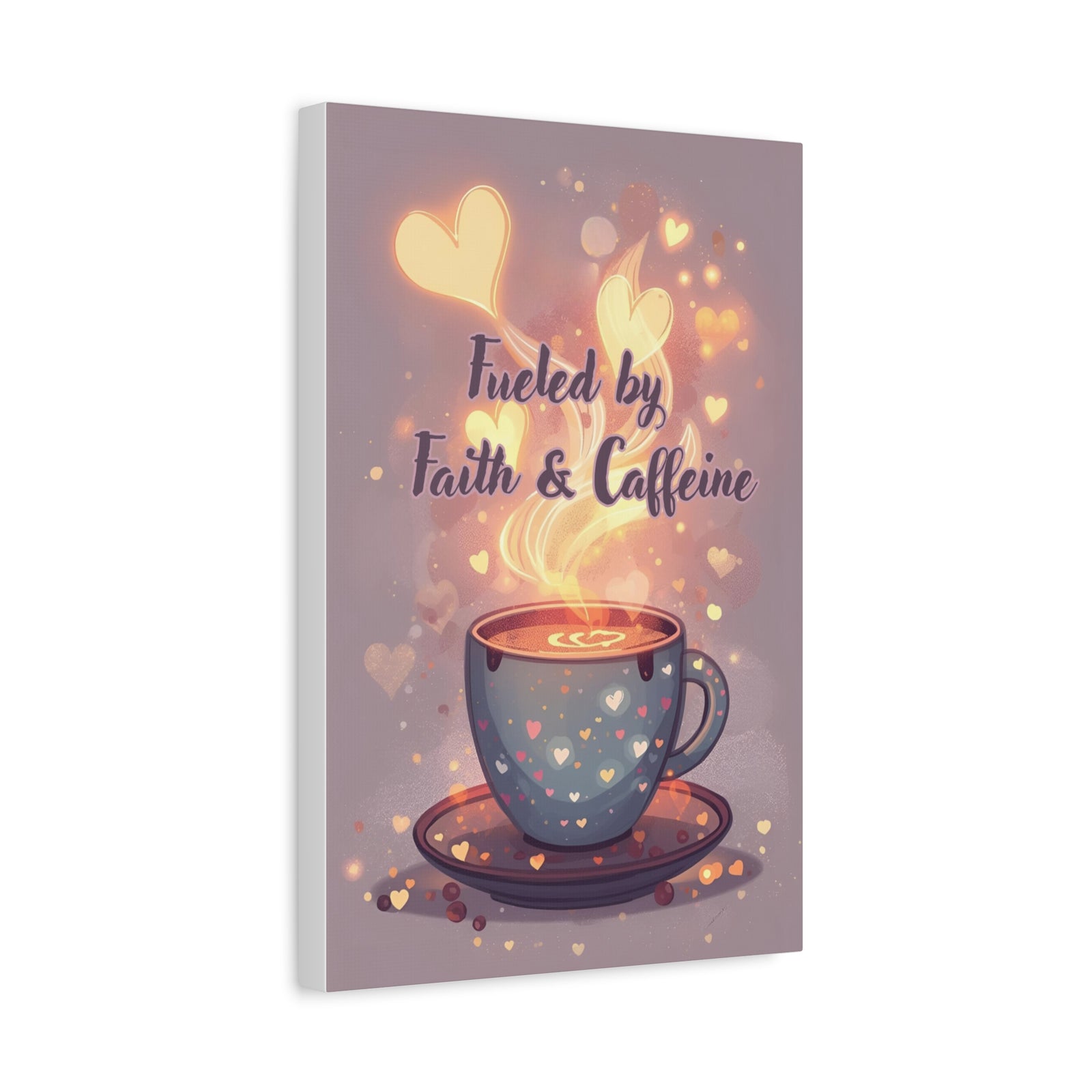 Canvas Wall Art "Fueled by Faith & Caffeine" — Coffee Lover Inspirational Home - Coffee Shop Decor
