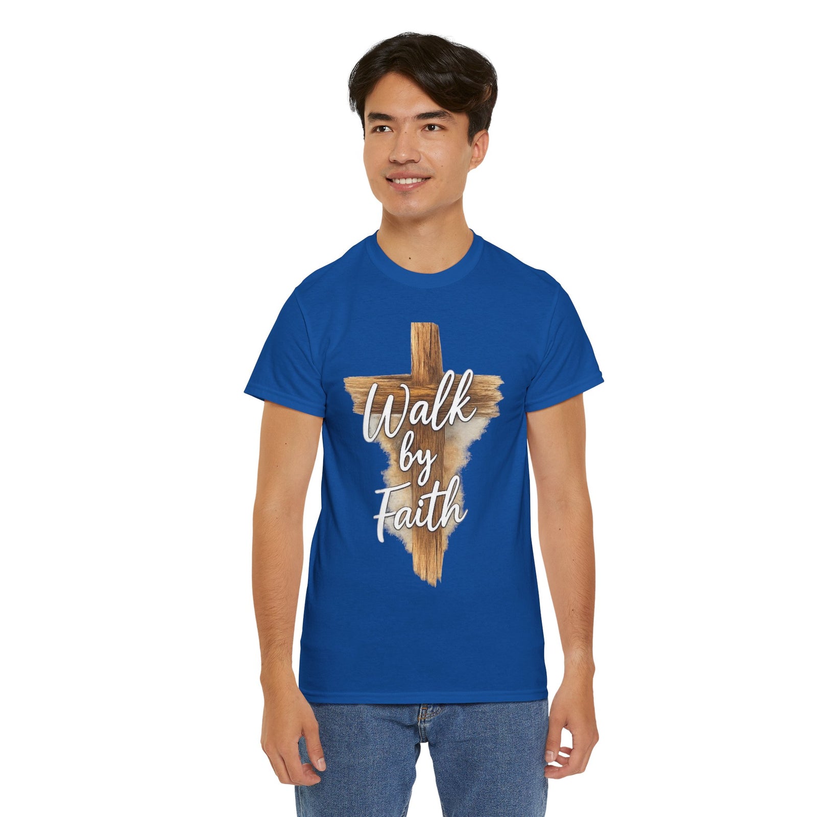 Walk By Faith Tee — Christian Cross Faith Men's T‑Shirt