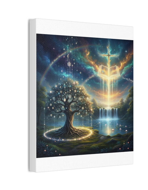 Load image into Gallery viewer, Spiritual Tree of Life Canvas Art — Mystical Cross &amp; Waterfall Stretched Canvas - Home Decor
