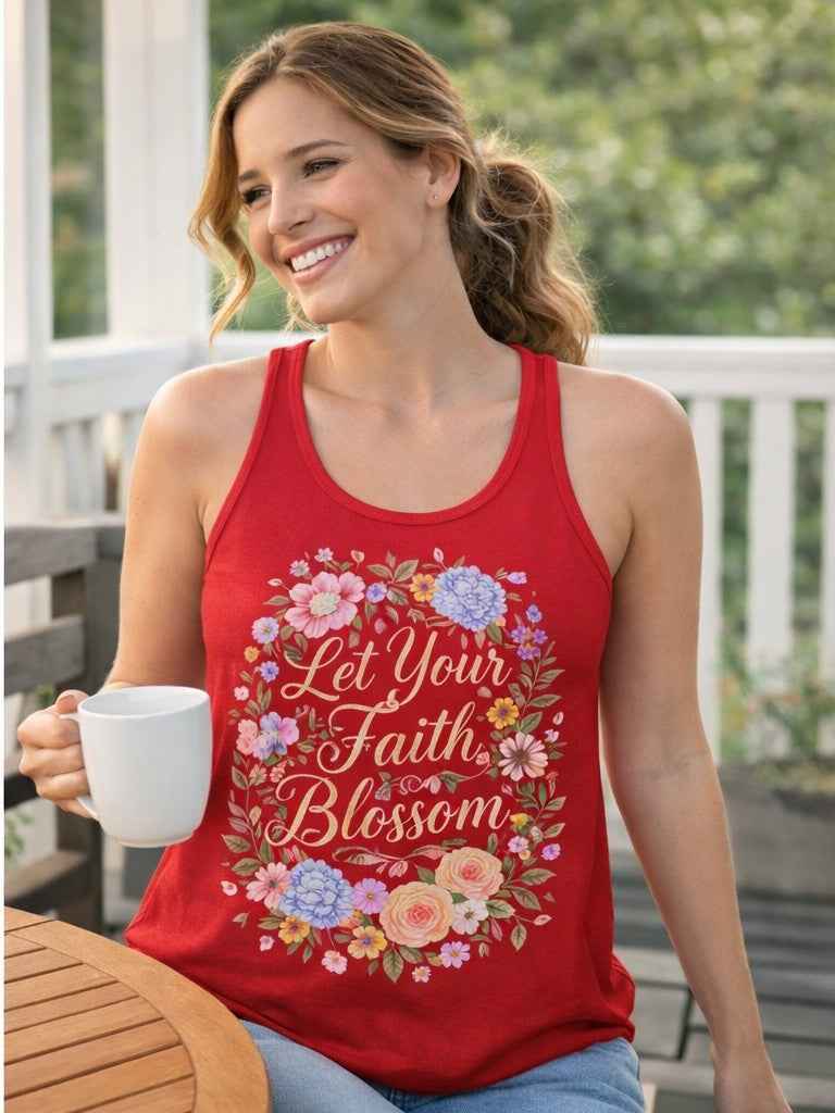 Grow in Grace Women's Christian Tank Top – Inspirational Faith Shirt – Floral Christian Summer Apparel
