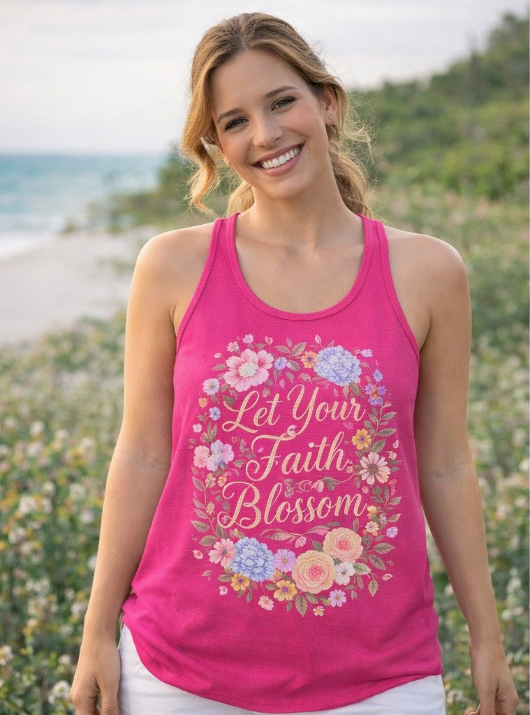 Grow in Grace Women's Christian Tank Top – Inspirational Faith Shirt – Floral Christian Summer Apparel