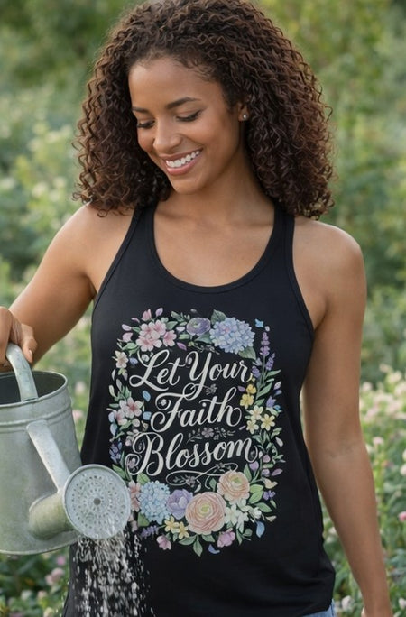 Grow in Grace Women's Christian Tank Top – Inspirational Faith Shirt – Floral Christian Summer Apparel