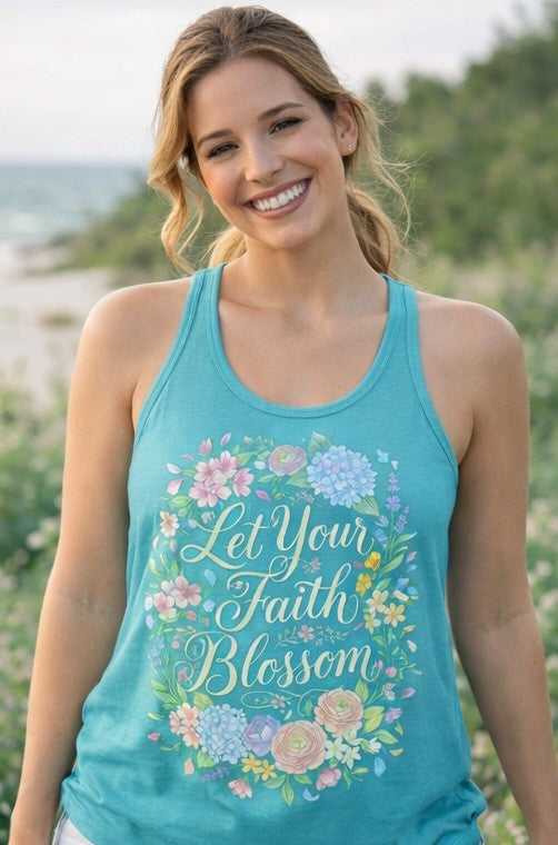 Grow in Grace Women's Christian Tank Top – Inspirational Faith Shirt – Floral Christian Summer Apparel