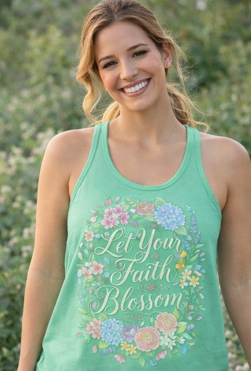 Grow in Grace Women's Christian Tank Top – Inspirational Faith Shirt – Floral Christian Summer Apparel