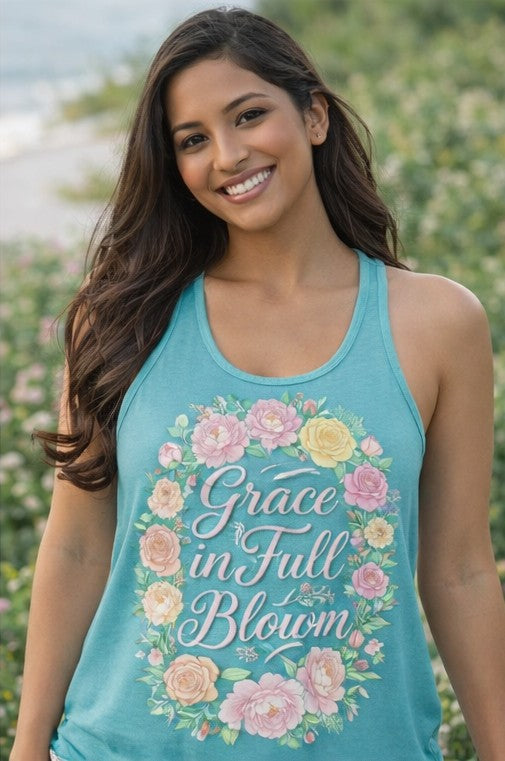 Faith Grows Here Women's Christian Tank Top – Inspirational Faith Apparel – Summer Christian Shirt