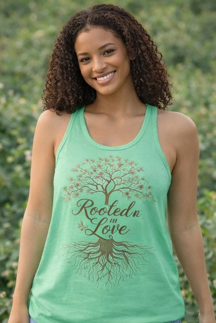 Load image into Gallery viewer, Rooted in Christ Women's Christian Tank Top – Faith Tree Shirt – Inspirational Christian Summer Apparel
