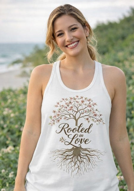 Load image into Gallery viewer, Rooted in Christ Women's Christian Tank Top – Faith Tree Shirt – Inspirational Christian Summer Apparel
