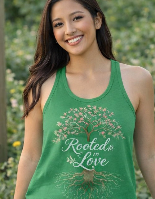 Load image into Gallery viewer, Rooted in Christ Women's Christian Tank Top – Faith Tree Shirt – Inspirational Christian Summer Apparel
