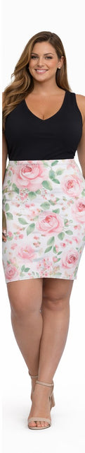 Load image into Gallery viewer, Pink Floral Pencil Skirt for Women | Romantic Rose Print Skirt | Elegant Spring Summer Outfit | Office Chic Midi Skirt

