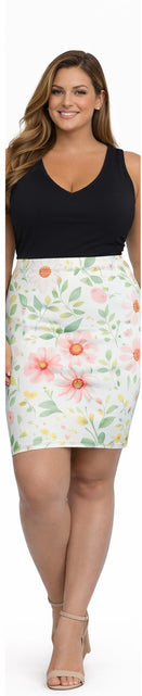Load image into Gallery viewer, Pink Daisy Floral Pencil Skirt for Women | Soft Watercolor Spring Skirt | Feminine Garden Outfit | Elegant Mid-Waist Skirt
