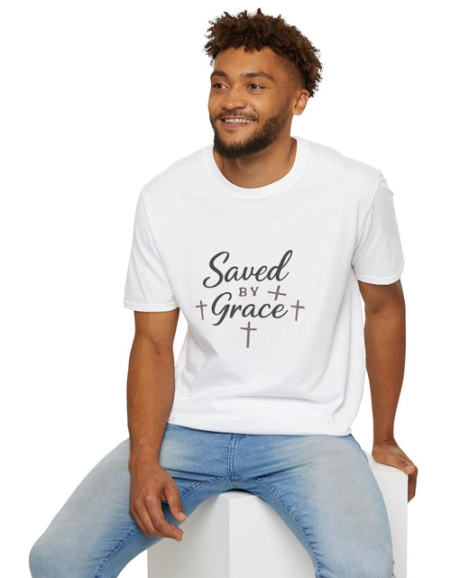 Load image into Gallery viewer, Saved by Grace T‑Shirt — Christian Faith Shirt with Cross Design
