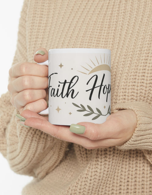 Load image into Gallery viewer, Faith Hope &amp; Love Ceramic Mug — Inspirational Coffee Lover Cup 11 oz &amp; 15 oz
