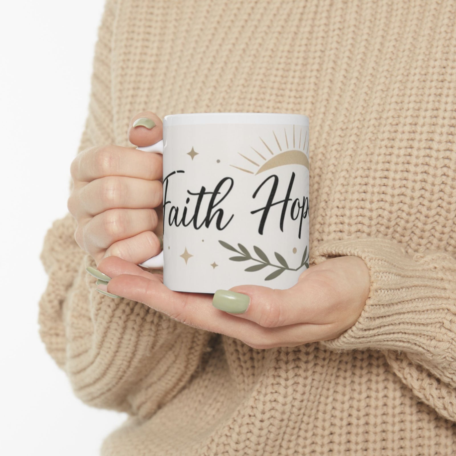 Faith Hope & Love Ceramic Mug — Inspirational Coffee Lover Cup 11 oz & 15 oz