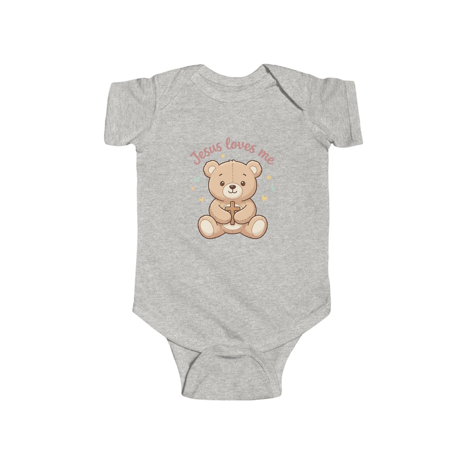 Jesus Loves Me Bear Infant Bodysuit | Christian Baby Onesie | Cute Faith-Based Baby Outfit | Newborn Gift, Baptism & Baby Shower