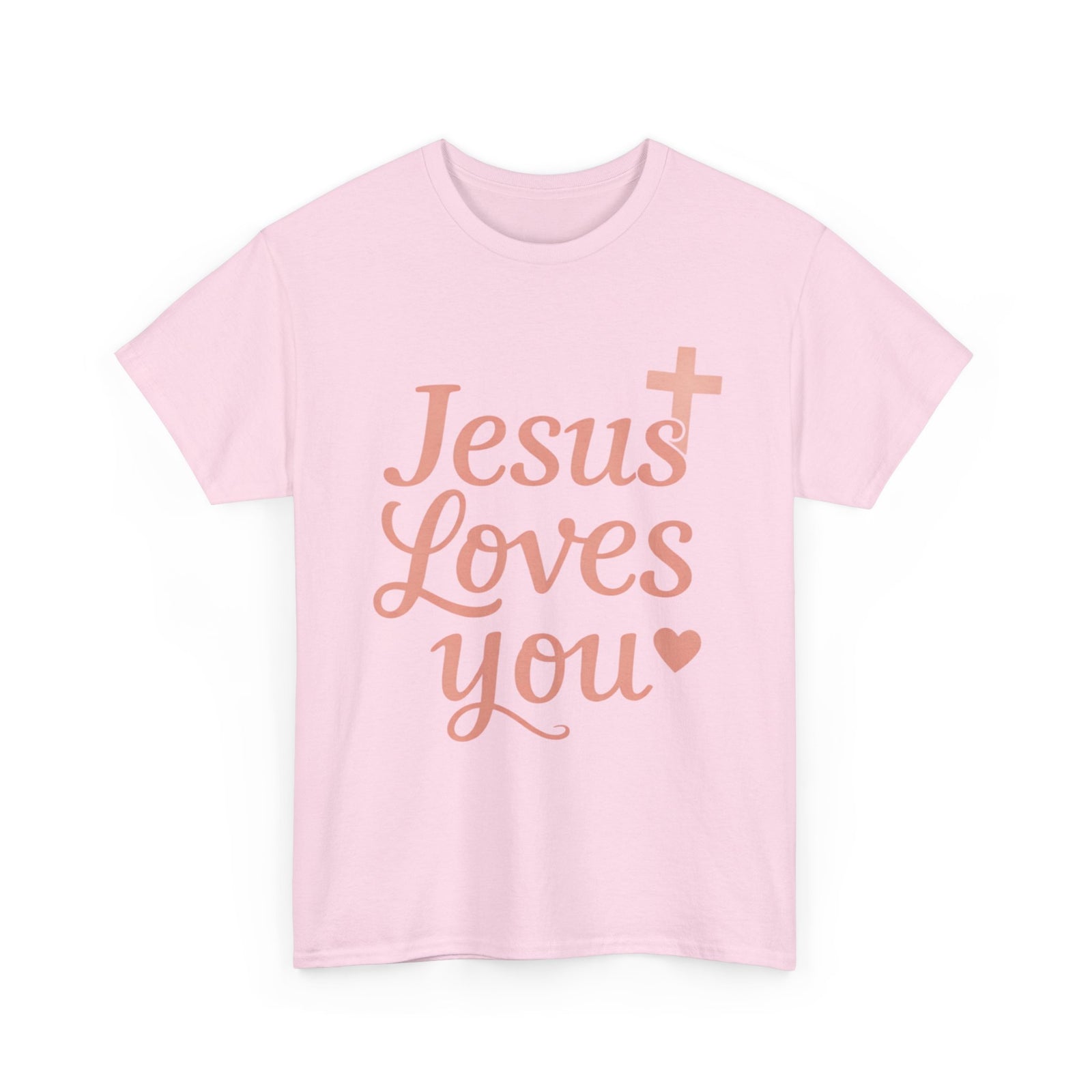 Jesus Loves You T-Shirt – Pink Script Faith Tee with Cross