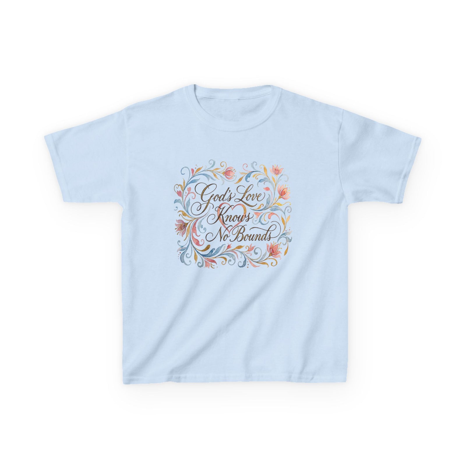 Kids Tee — "God's Love Knows No Bounds" Floral Shirt