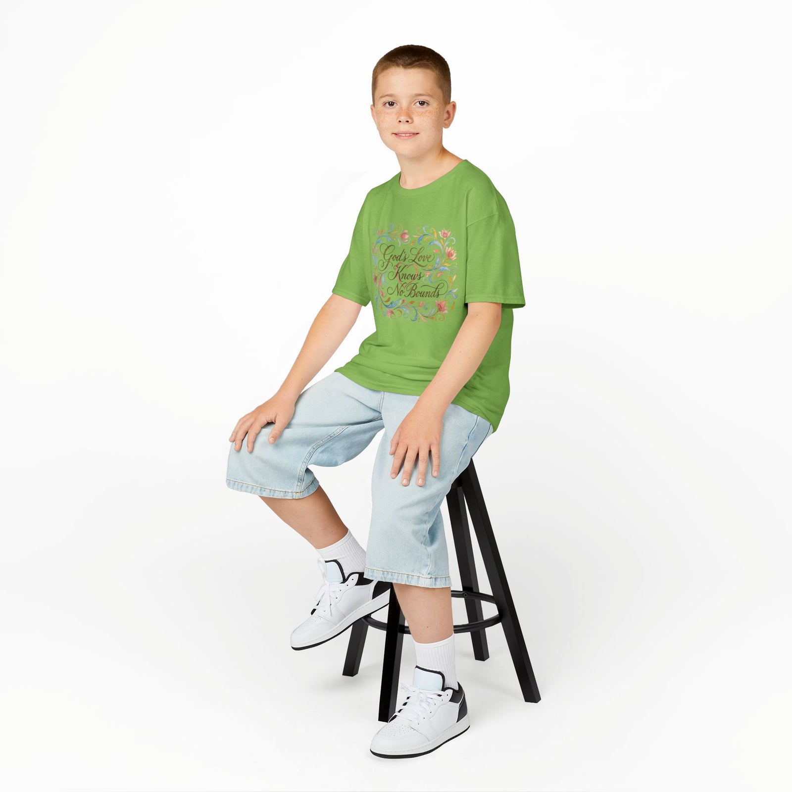 Kids Tee — "God's Love Knows No Bounds" Floral Shirt